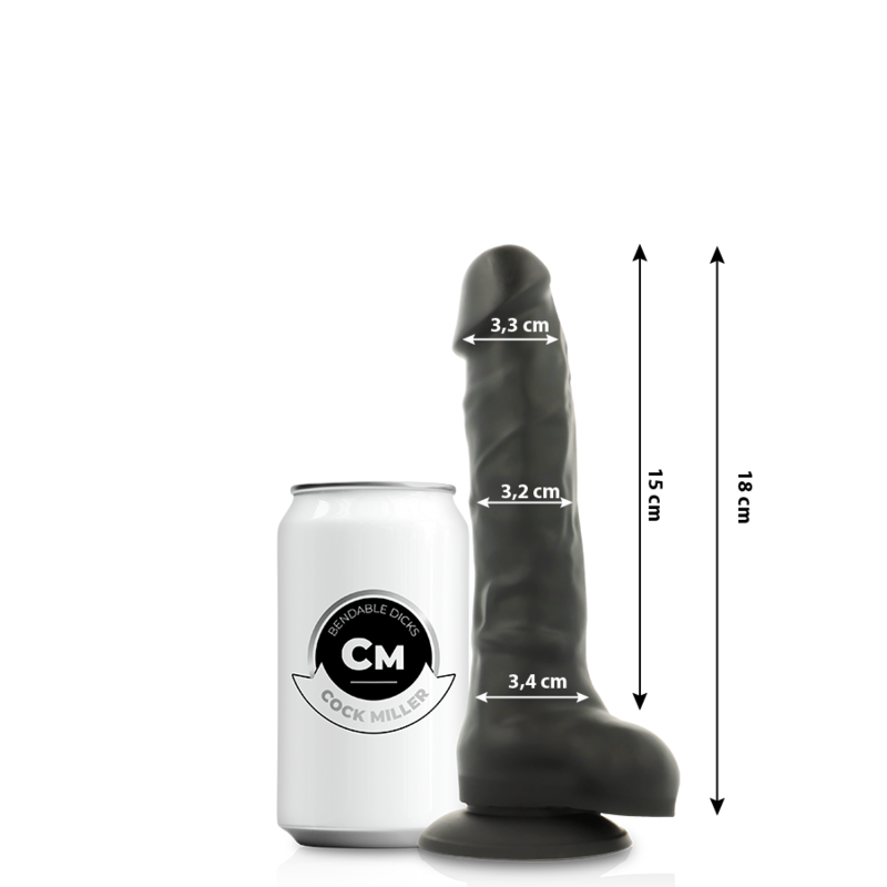 Gode Ventouse Réaliste Noir 18 CM COCK MILLER