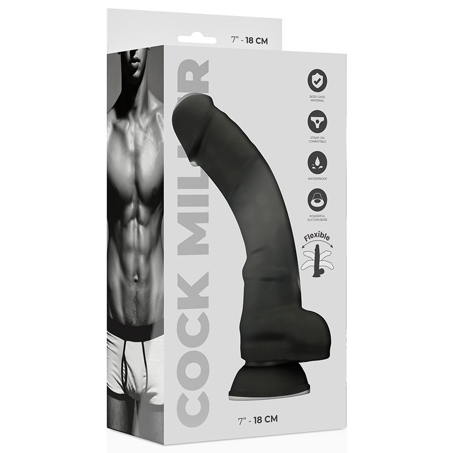 Gode Ventouse Réaliste Noir 18 CM COCK MILLER